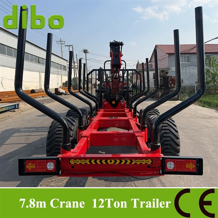 12 Ton Log Trailer With Crane